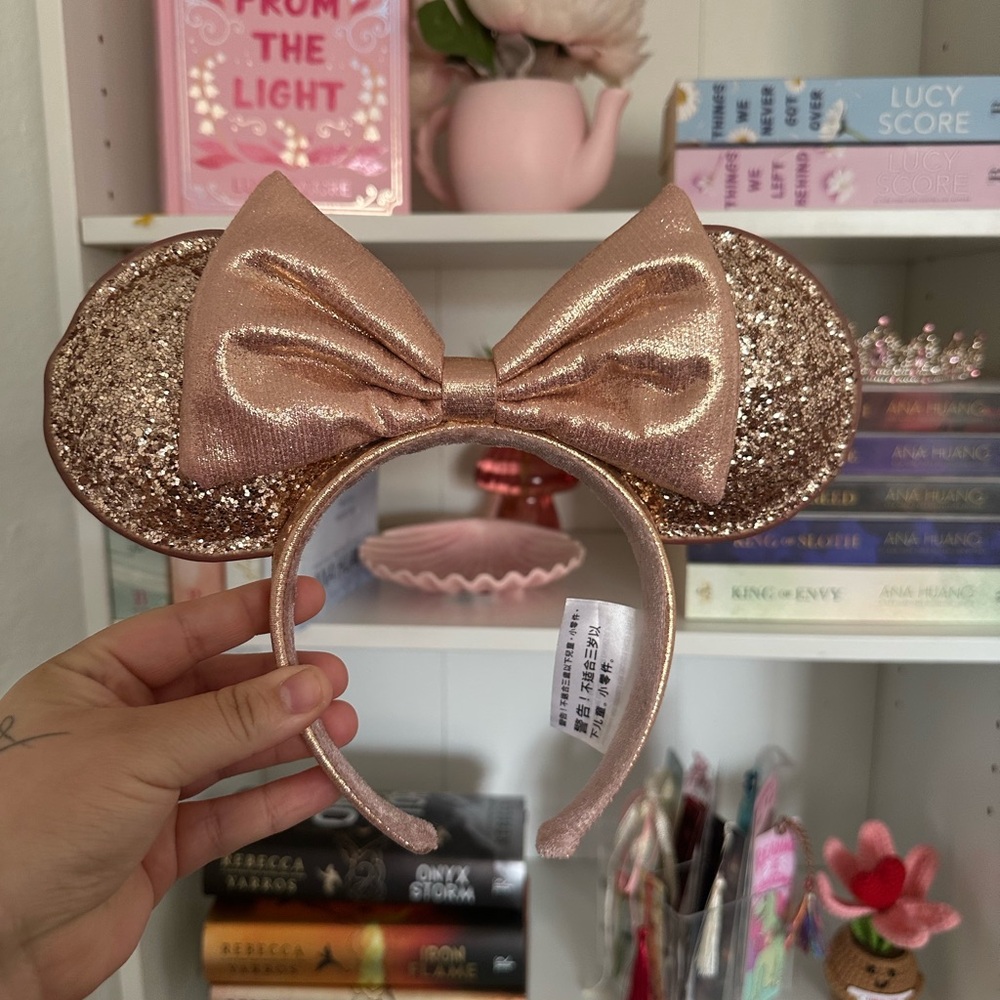Disney Rose Gold Glitter Minnie Mouse Ears Headband